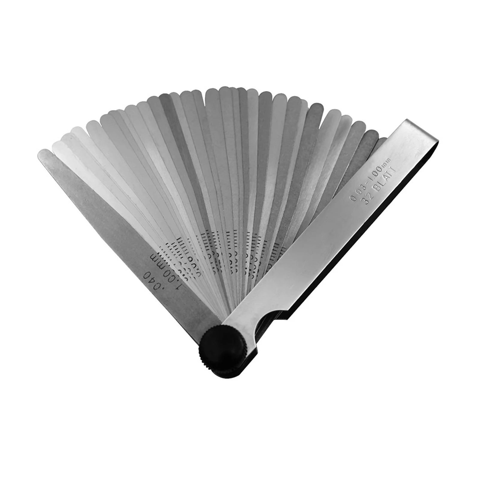 32pcs Feeler Gauge Stainless Steel Measuring Tool Set 0.001-0.04" 0.03-1.00mm Metric In Feeler Gauge Gap Measuring Tool ,Corrosion-Resistant