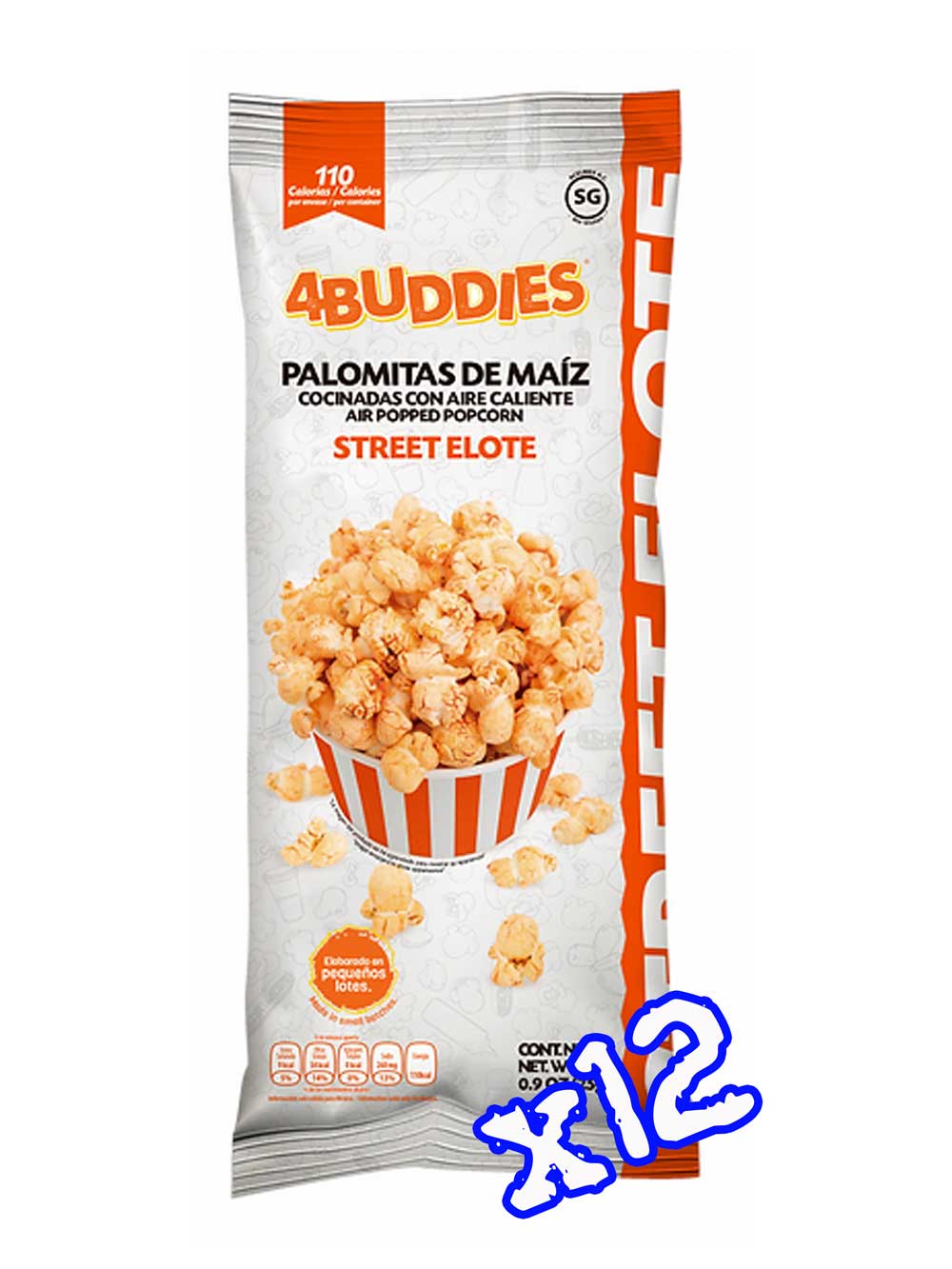 4Buddies Air Popped Popcorn Street Elote (12Pack) 0.9 oz per pack