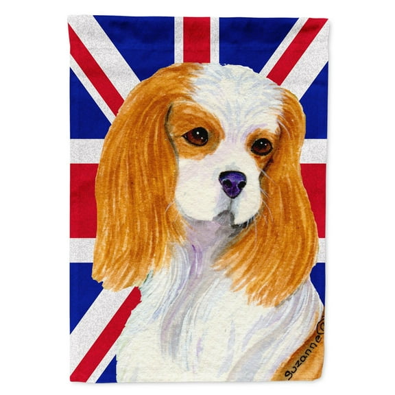 Cavalier Spaniel with English Union Jack British Flag Garden Flag