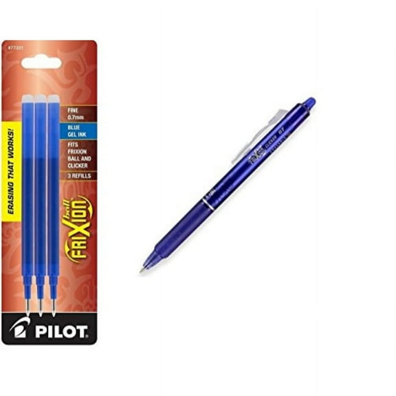 Pilot Gel Ink Refills for FriXion Erasable Gel Ink Pen, Fine Point, Blue Ink Bundle: Bundle Includes 1 Pack of Refills and 1 Frixion Pen