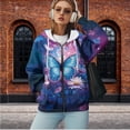 thumbnail image 2 of Uorisanigo Blue Butterfly Flower Womens Full Zip Up Hoodies Warm Polyester Long Sleeve Womens Loose Zipper Sweatshirt Drop Shoulder Oversized Fall Trendy Outfits Size M, 2 of 7