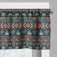 thumbnail image 3 of Ambesonne Vintage Valance Pack of 2, Eastern Doodles, 42"X18", Dark Coral Aqua Yellow, 3 of 5