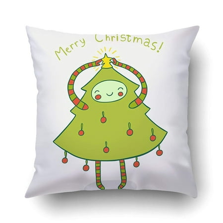Design A Cushions ARTJIA Xmas Cute Christmas Tree Adorned With A Star Cute Holiday Design Pillow Case Cushion Cover Case Throw Pillow Case 20x20 inches ()