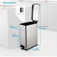 thumbnail image 6 of Home Zone Living 8 Gallon Slim Stainless Steel Kitchen Trash Can with Step Pedal and Soft-Close Lid, Silver, 30 Liters, 6 of 8