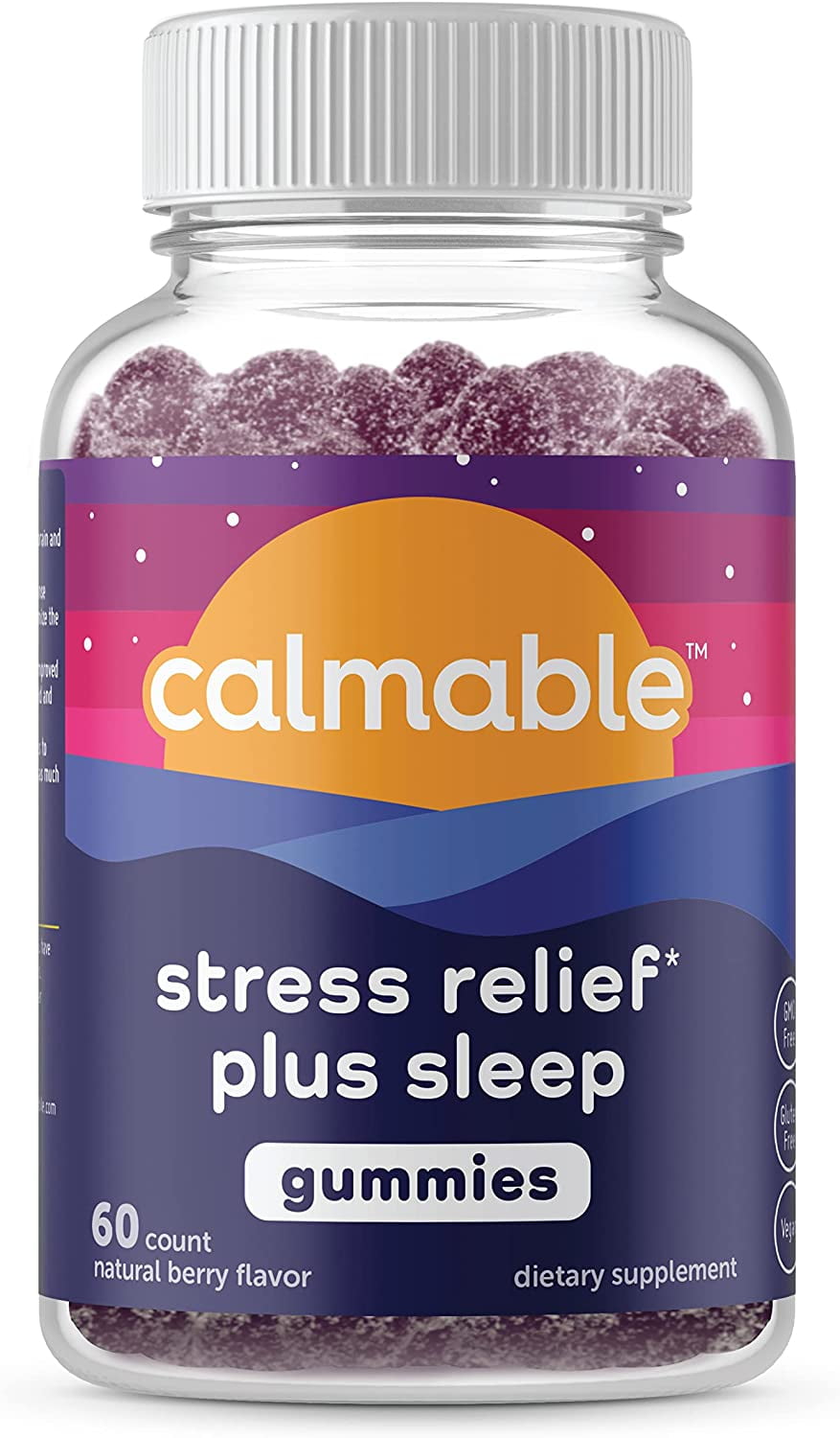 Calmable Stress Relief + Sleep, Anxiety Support Supplement, 60 Gummies