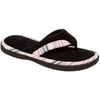 isotoner Women's Mandy Microterry Thong Slipper, Black, 7.5-8