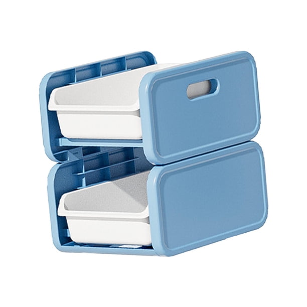 Caja de almacenamiento debajo del escritorio, organizador de mochila, cesta, , contenedor, caja organizadora para despensa, habitación de niños, Azul 35cm Sin Ruedas