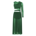 thumbnail image 3 of Alvivi Costume de Danse Lyrique pour Femmes Robe Justaucorps Fendue en Maille Transparente Danse Moderne Vert P, 3 of 7