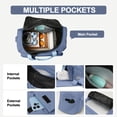 thumbnail image 4 of DAKIMOE Travel Duffle Bag for Women Men, Weekender Bags Carry on Gym Bag with Wet Pocket/Adjustable Strap/Shoe Compartment, Foldable Waterproof Overnight Tote Bag for Plane Sports Dance, Haze Blue, 4 of 9