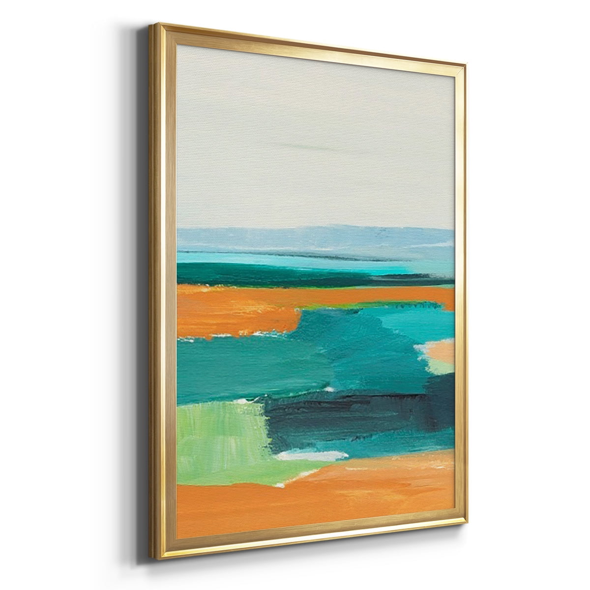 Aqua and Orange I Premium Framed Print, in Gold, Black, or Silver - Ready to Hang