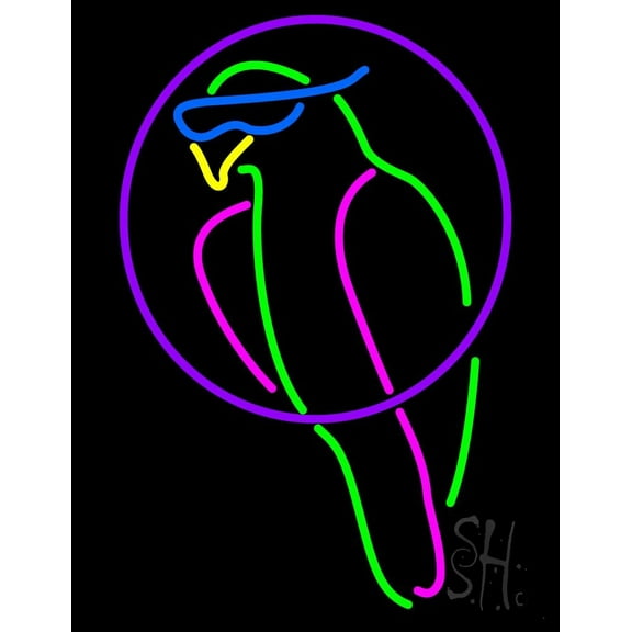 Parrot Tiki Bar LED Neon Sign 24 x 31 - inches, Clear Edge Cut Acrylic Backing, with Dimmer - Bright and Premium built indoor LED Neon Sign for Bar decor.