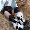 thumbnail image 6 of Yokua Women Winter Warm Faux Fur Leg Warmer Harajuku Colorful Dots Fuzzy Boot Cuffs, 6 of 10