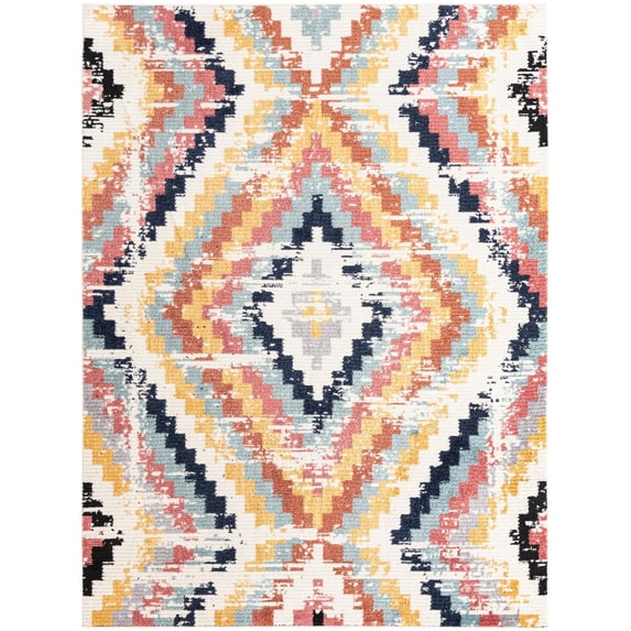 Rugs.com Tagine Collection Rug – 9' x 12' Ivory Medium-Pile Rug Perfect For Living Rooms, Kitchens, Entryways