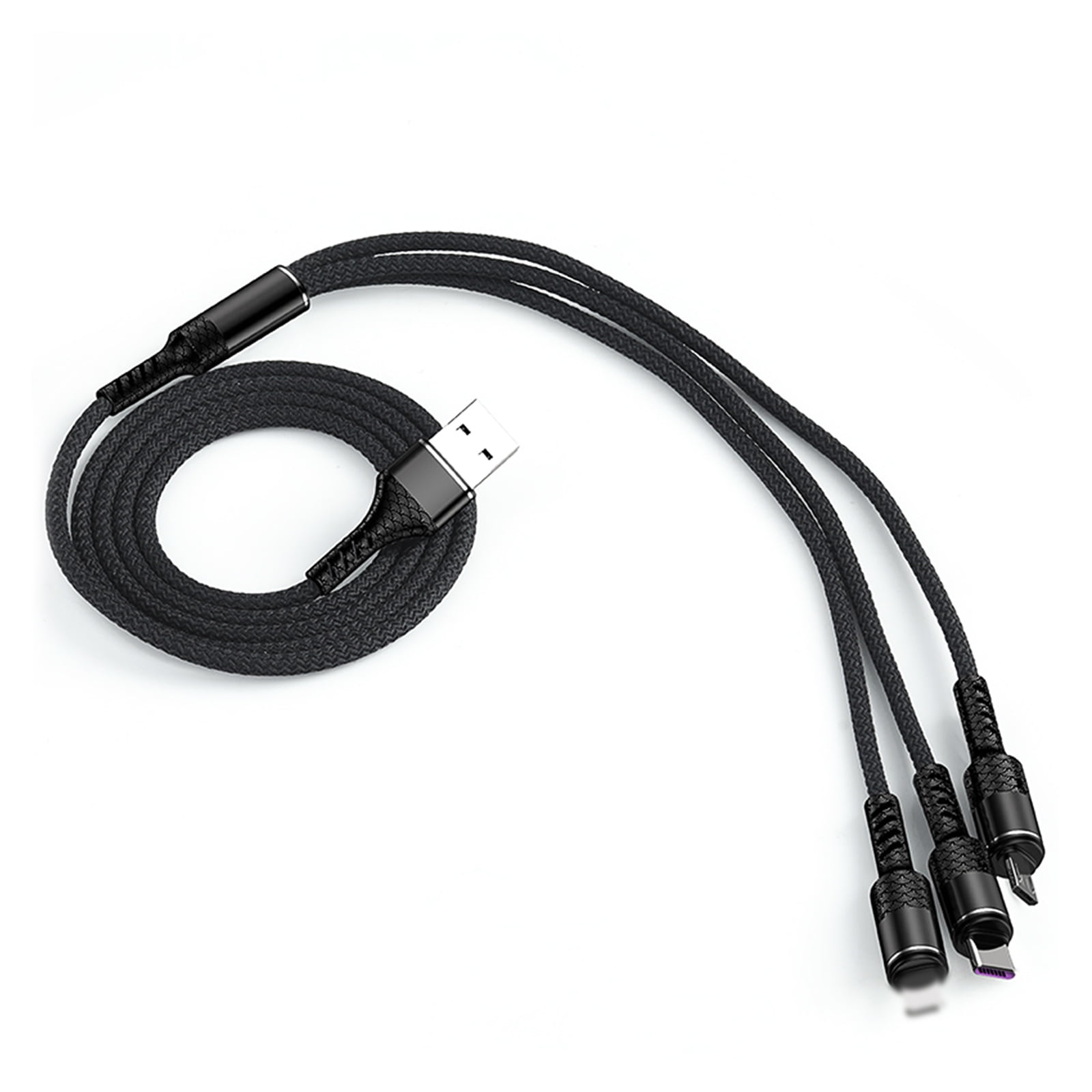 Cable de carga triple USB con conectores Lightning, Type-C y Micro USB ...