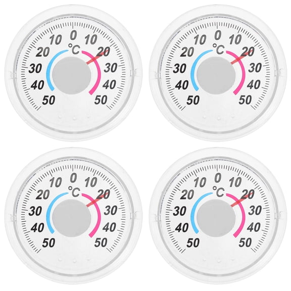 WORGEOUS 4 Pcs Door and Window Thermometer 7.30X7.30X1.50CM Transparent