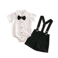 thumbnail image 3 of Tiijoy Newborn Boys Summer Outfits Cotton Short Sleeve Bodysuit Suspenders Shorts Set, Sizes 9-12M, 3 of 5