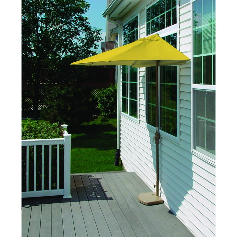 7.5 ft half canopy patio umbrella Wall Mounted Patio Umbrella - 7.5ft Half Umbrella Shade for Decks &  Balconies