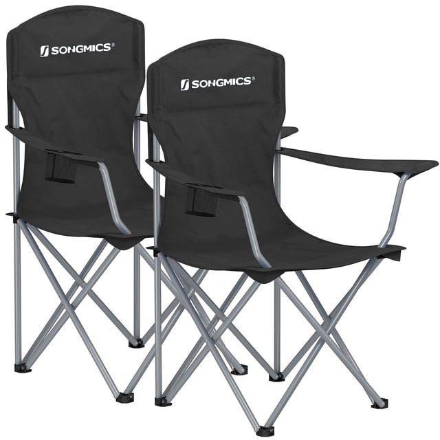 Silla de camping SONGMICS MGCB08BK con respaldo alto, 150 kg de capacidad