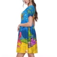 thumbnail image 2 of Goofa Submarine And Landscape Pattern Women Summer Short Sleeve Midi Dress with Pockets Casual Aline Flowy Tshirt Dress Vocation Beach Sundress, 2 of 6