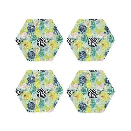 

Tideii Shell Clam for Leather Coasters 4 Pieces Anti-fouling and Anti-scalding Decorative Coasters Suitable for Restaurants Kitchens Coffee Shops-Hexagon