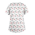 thumbnail image 3 of Dwralegc Valentines Day Scrub Tops Women Cute Comfortable T Shirts with 2 Pockets Short Sleeve Love Heart Print V Neck Nursing Workwear Stretch White 3XL, 3 of 5