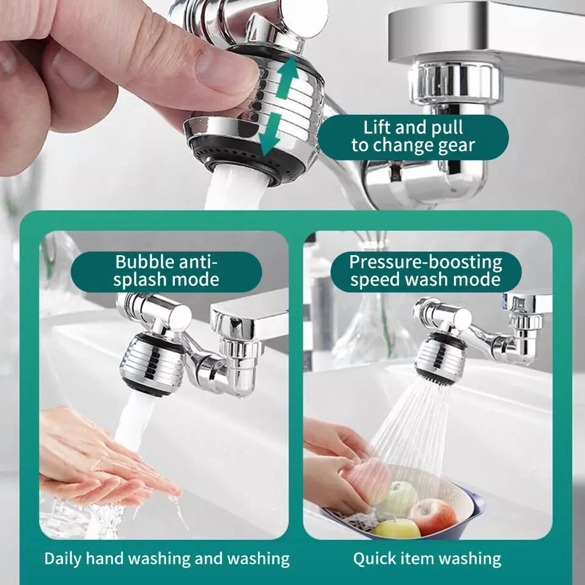 2Pcs Universal 1080° Swivel Extension Kitchen Faucet Aerator Rotate Robotic Arm