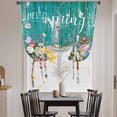 thumbnail image 3 of Spring Flowers Tie Up Curtains for Windows, Adjustable Balloon Window Shades, Farmhouse Watercolor Teal Wood Grain Kitchen Window Treatments Farmhouse Short Curtains with Rod Pocket 42"x45", 3 of 8