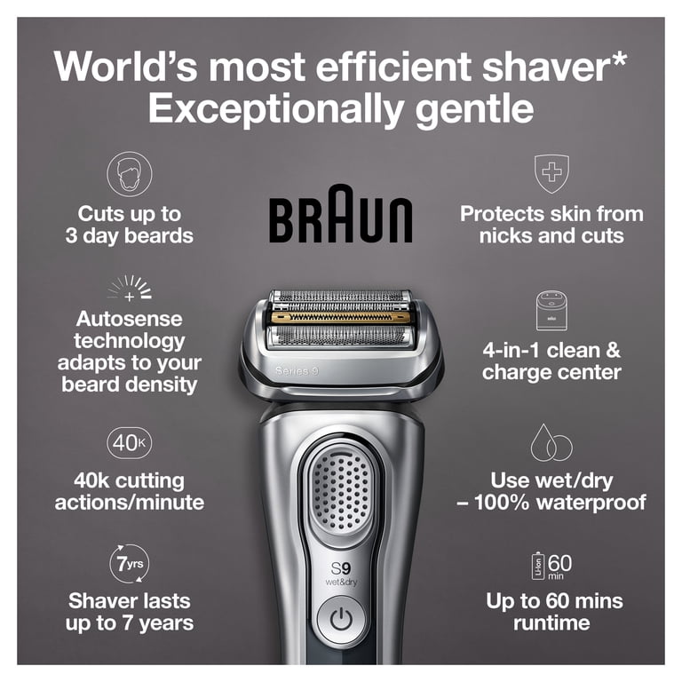 Braun, Men's Electric Shaver, 9370cc, Wet Dry with Clean Station