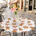 thumbnail image 6 of Christmas Gingerbread Round Tablecloth for 36-44 Inch Tables,Fitted Table Cover with Elastic Edge,Xmas Winter Cute Cane Candy Tree Waterproof Outdoor Table Cloth Protector for Patio Garden Dinner, 6 of 9