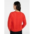thumbnail image 5 of Time and Tru Women's Cable Knit Cardigan Sweater with Long Sleeves, Lightweight, Sizes XS-XXXL, 5 of 7
