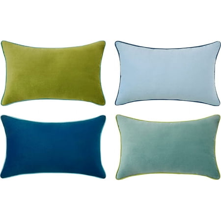 

Decorative Throw Pillow Covers Cushion Cases Set of 2 Soft Velvet Modern Double-Sided Designs Mix and Match for Home Decor Pillow Inserts Not Included (16x16 inch Green/Blue)