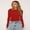 Red, variant on Women's Autumn Slim Cropped Tops, Solid Color Round-Neck Long Sleeve Show Navel T-Shirt