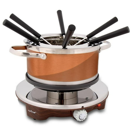 NutriChef PKFNMK25 - Electric Melting Pot - Fondue Maker with Dipping Forks, Stainless Steel 