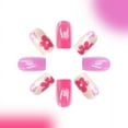 thumbnail image 4 of Uñas postizas con diseño de flores rojas y moradas frescas, regalo para mujer, 24 unidades, 4 of 5