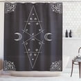 thumbnail image 1 of Geometry Shower Curtain, Composition of Crescent Moon with Vintage and Geometric Elements, Fabric Bathroom Set with Hooks, 69W X 84L Inches Extra Long, Charcoal Grey and White, by Ambesonne, 1 of 3