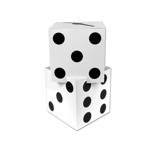 Beistle Three Dimensional Dice Stacking Centerpiece Casino Party Decorations, 17" x 9", White/Black