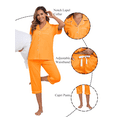 thumbnail image 2 of ANLIQI Women's Pajama Sets 100% Cotton Summer Short Sleeve Capri Pajamas for Women Set Button Down Pjs Soft Sleepwear(Orange,S), 2 of 6