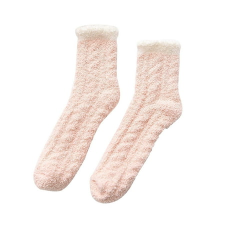 

Peryerana Women Autumn Winter Cute Solid Color Coral Fleece Socks Warm Socks
