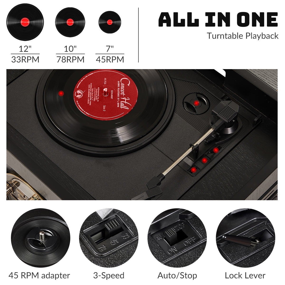 Buy Direct Power 10in1 Vinyl Record Player Turntable Stereo System