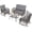 Gray Wicker/Gray Cushions, variant on MEETWARM 5 Pieces Outdoor Wicker Patio Conversation Sets with Glider Loveseat, 2 Chairs with 2 Glass-Top Coffee Table Wicker Rocking Glider Set, Wicker Conversation Set w/Thickened Cushions, Gray