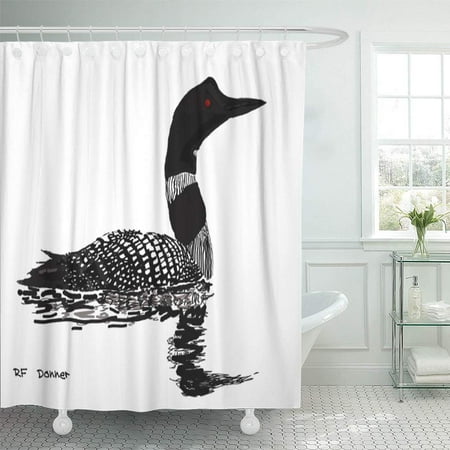 Northwoods Cabin Decor CYNLON Lake Peaceful Loon Rustic Cabin Cottege Northwoods Northland Wild Bathroom Decor Bath Shower Curtain 60x72 inch ()