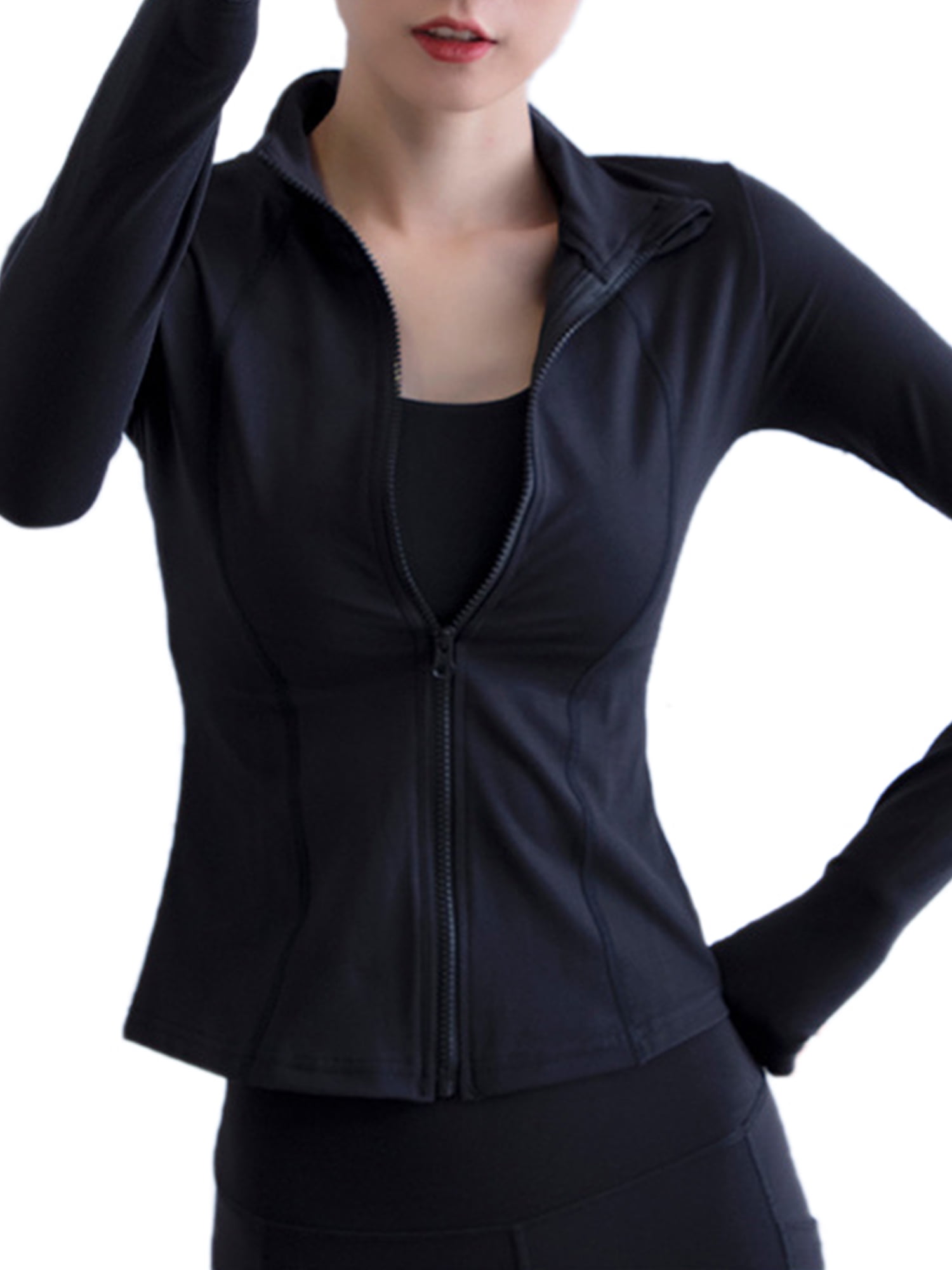 Details about   Womens Zip Fleece Pullover Long Sleeve Top Yoga Running Jogging Outdoors T-Shirt