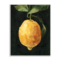 Stupell Industries Abstract Yellow Lemon on Vine Pop over Black Wall Plaque by Emma Caroline