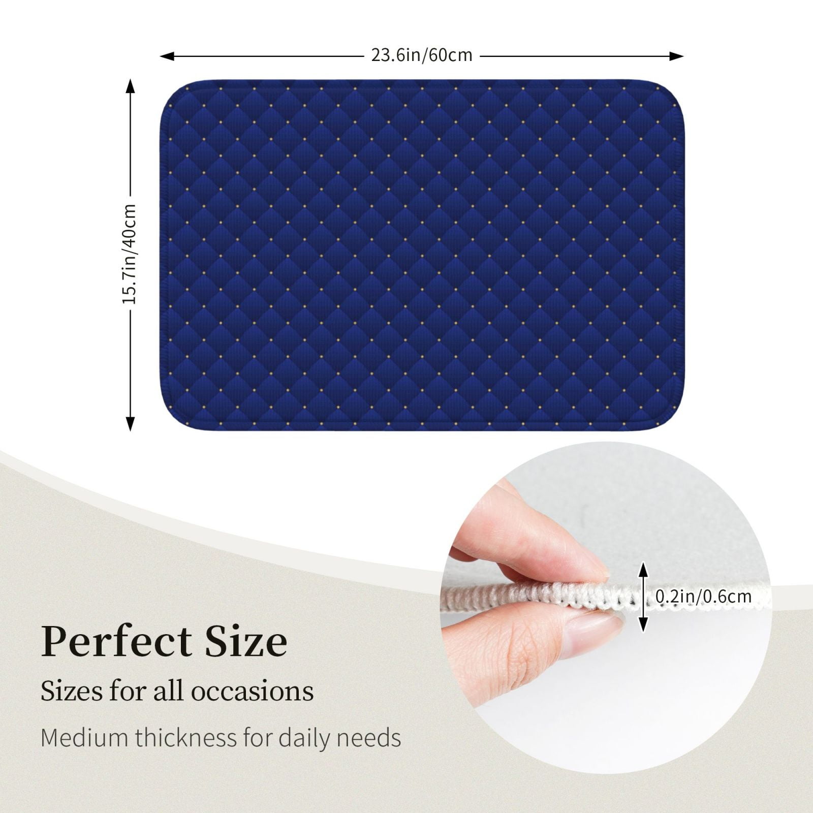 Vsdgher Navy Blue Hem Mat 40x60 - Multipurpose Doormat for Indoor & Outdoor Use - Welcome Your Guests with our Entrance Mat