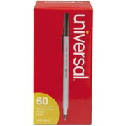 (2 Pack) Universal Economy Ballpoint Stick Oil-Based Pen, Black Ink, Medium, 60/Pack -UNV15613
