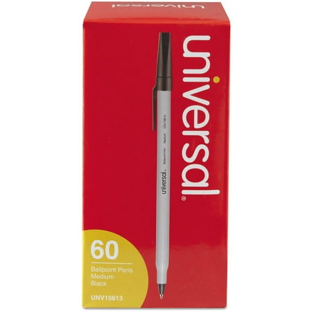 (2 Pack) Universal Economy Ballpoint Stick Oil-Based Pen, Black Ink, Medium, 60/Pack