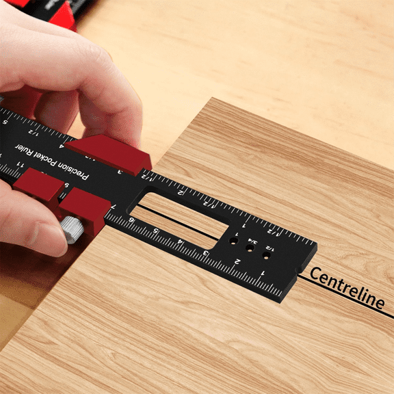 TOP! Woodworking Precision Pocket Ruler Aluminum Alloy Slide Inch & Metric -Type Scribing Square Layout 160mm