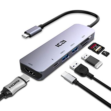 ICZI Powered USB 3.0 Hub, 7-Port USB 3.0 Splitter Data Hub con adaptador de corriente 5V/4A para
