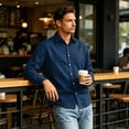 thumbnail image 5 of Men's Regular-Fit Long Sleeve Casual Poplin Shirt Button Front Business Casual Collared, 5 of 6