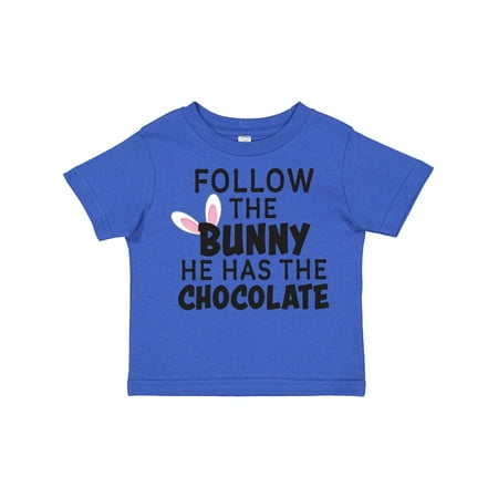 

Inktastic Follow the Bunny He Has the Chocolate with Bunny Ears Gift Toddler Boy or Toddler Girl T-Shirt